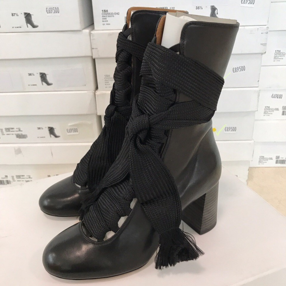Chloe Lace-up Boot in Black